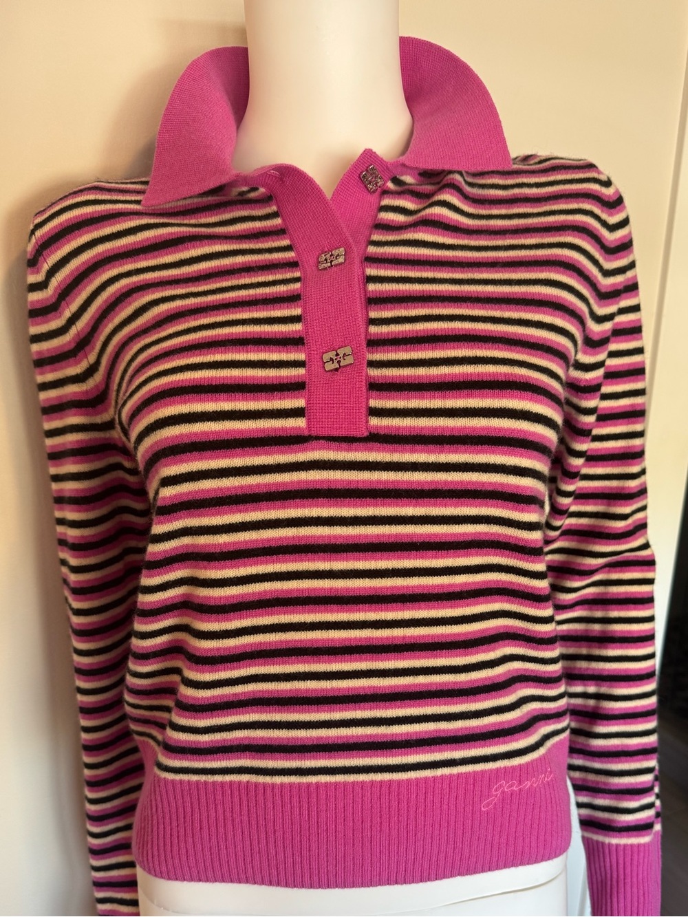 Ganni Striped Polo Sweater - LIKE NEW!